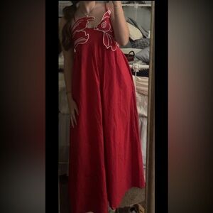 Farm Rio Koi fish Elegant Red Maxi dress